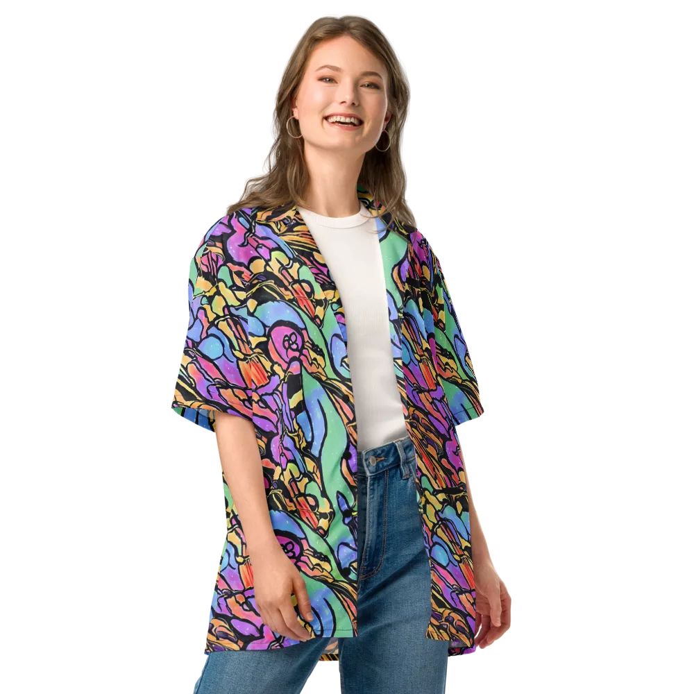 Kaleidoscope Flora on Button Shirt — Front