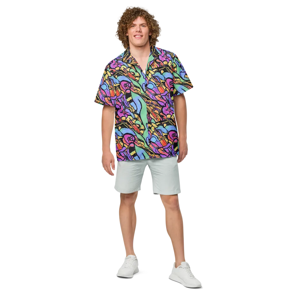 Kaleidoscope Flora on Button Shirt — Front