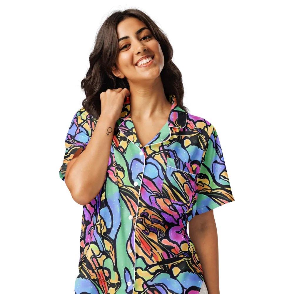 Kaleidoscope Flora on Women's Short Sleeve Pajama Top — Front