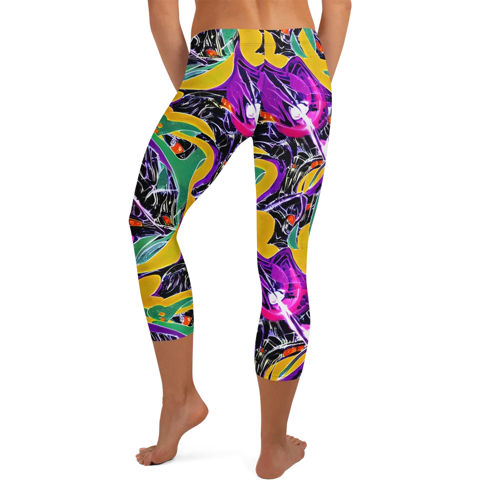 Lacquer Bloom on Capri Leggings — Back