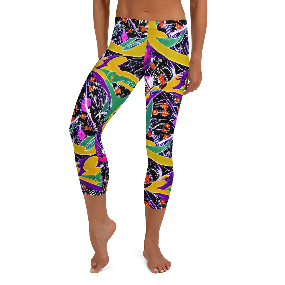 Lacquer Bloom on Capri Leggings — Front