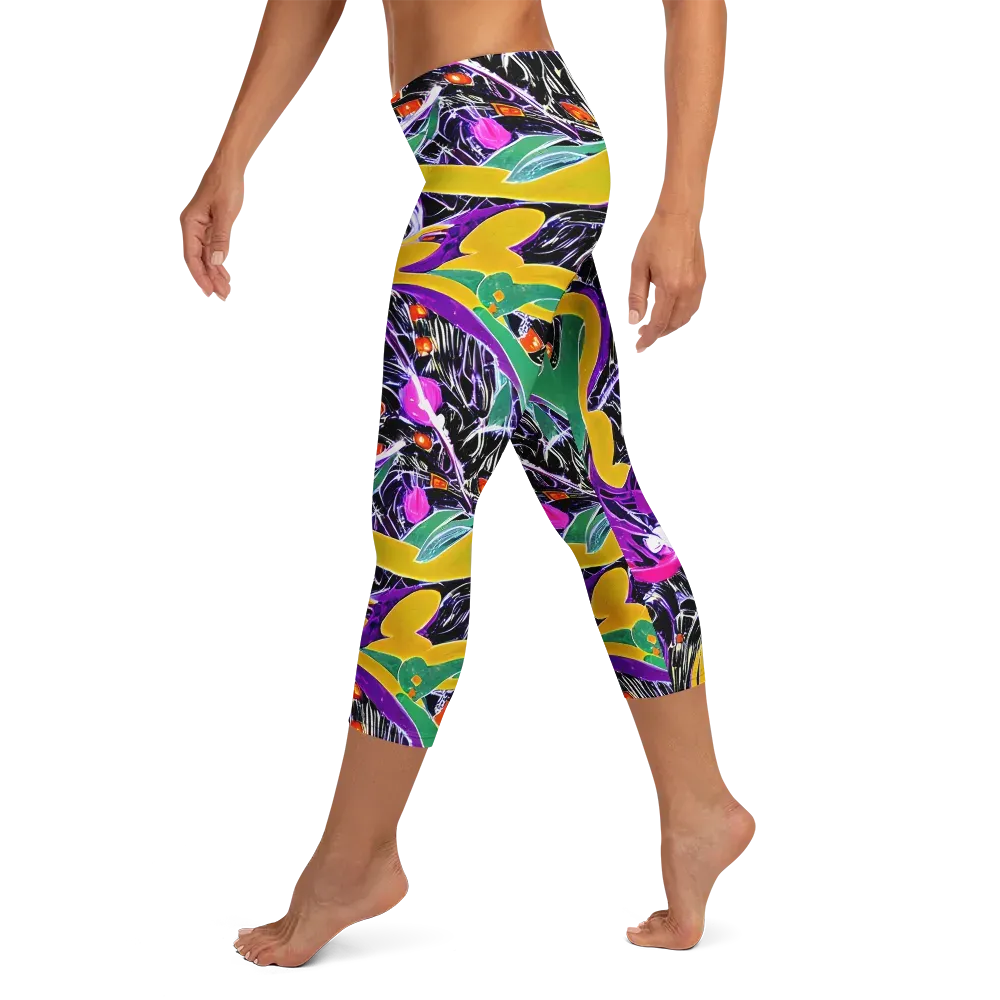 Lacquer Bloom on Capri Leggings — Left