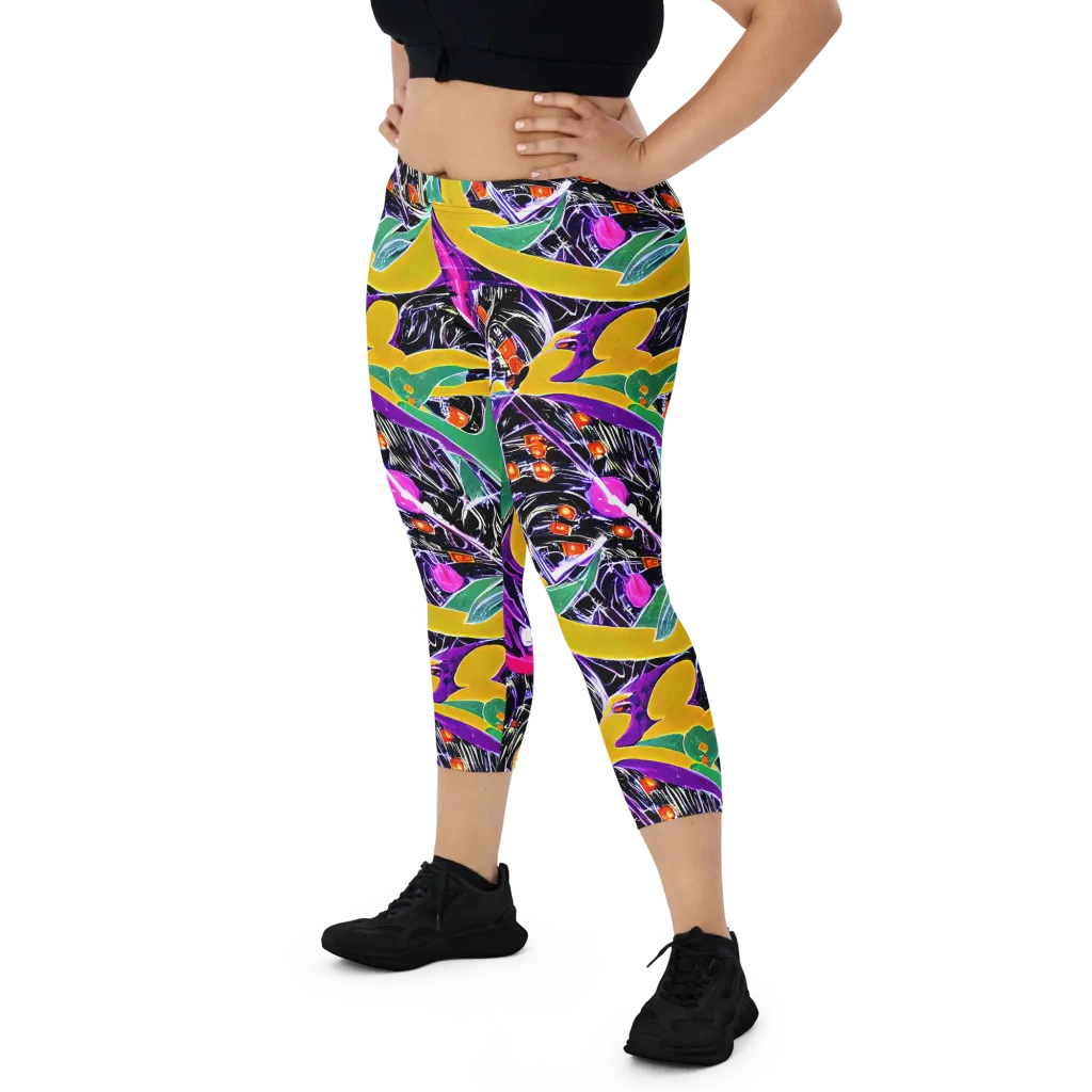 Lacquer Bloom on Capri Leggings — Front
