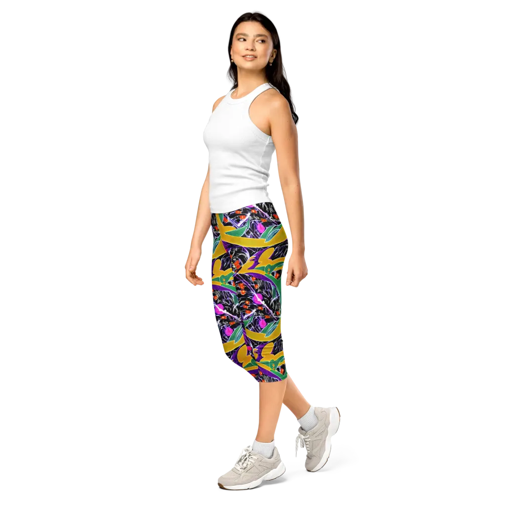 Lacquer Bloom on Capri Leggings — Left Front