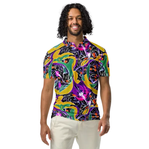 Lacquer Bloom on a Men's Slim Fit Polo Shirt