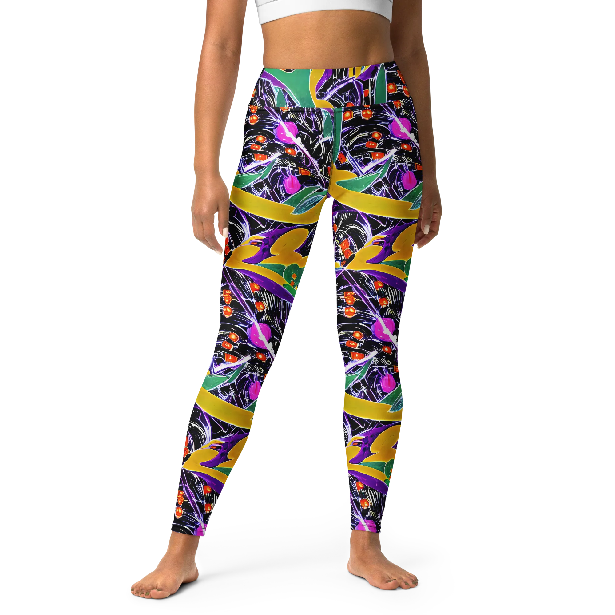 Lacquer Bloom on Yoga Leggings — Front