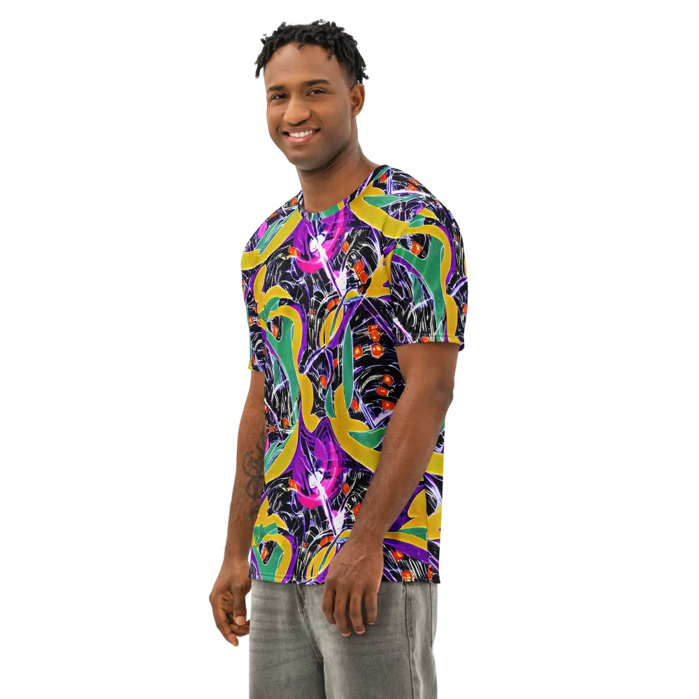 Lacquer Bloom on Men's Cotton Crew Neck T-Shirt — Left Front