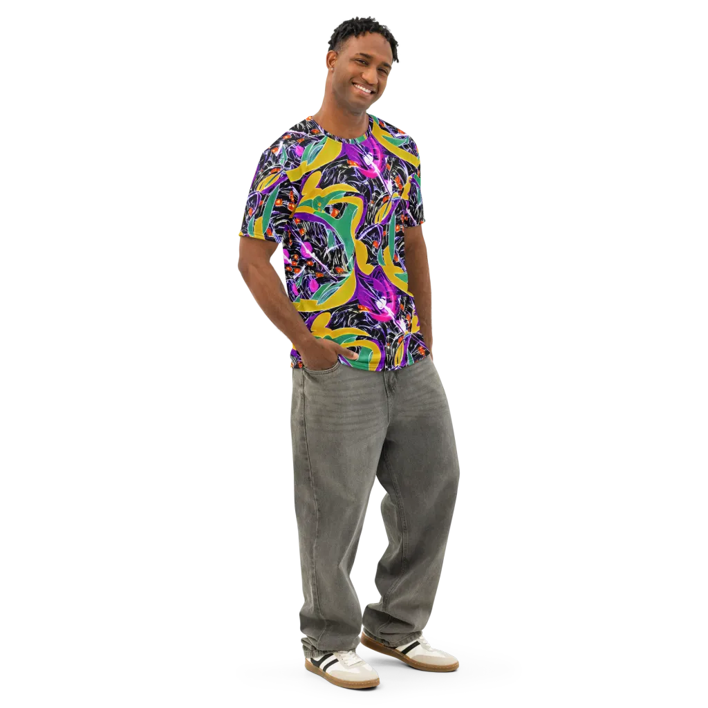 Lacquer Bloom on Men's Cotton Crew Neck T-Shirt — Right Front
