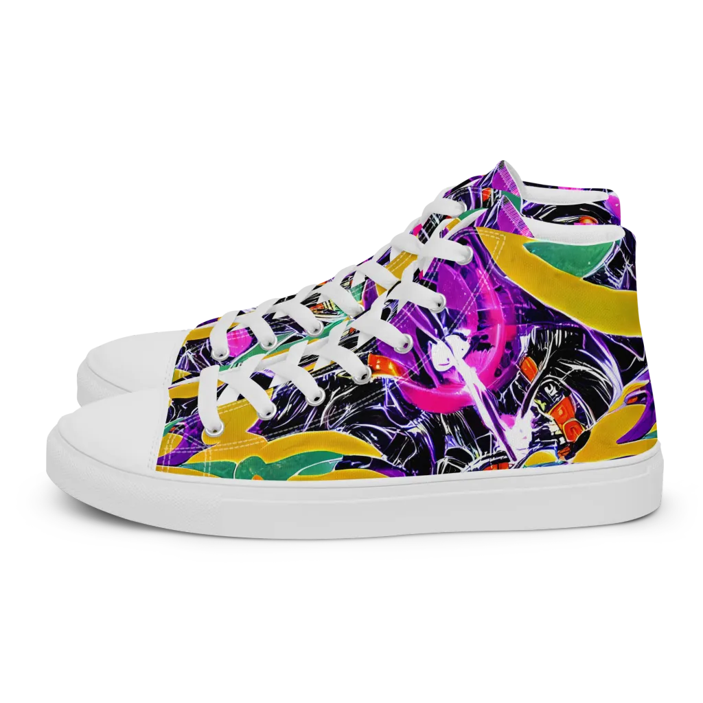 Lacquer Bloom on Men's High Top Canvas Shoes — Left