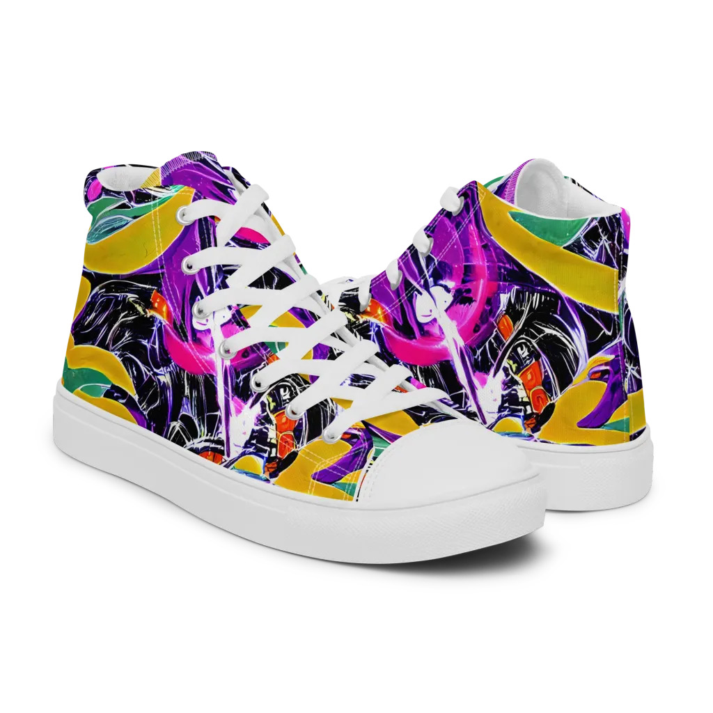 Lacquer Bloom on Men's High Top Canvas Shoes — Right