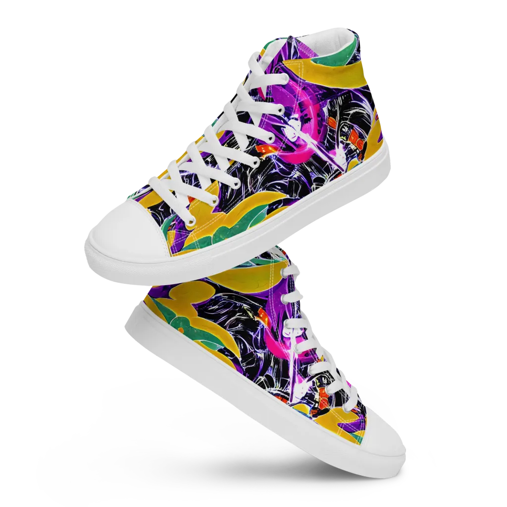 Lacquer Bloom on Men's High Top Canvas Shoes — Front