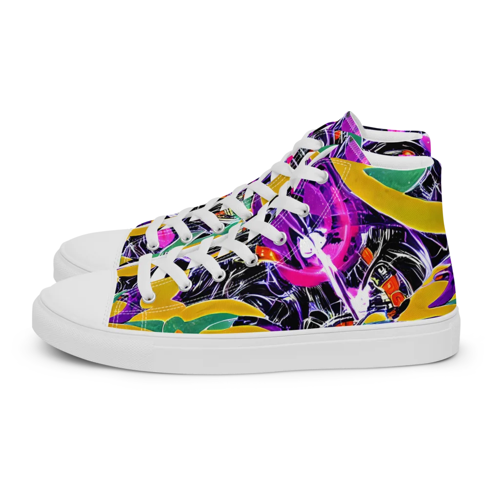 Lacquer Bloom on Women's High Top Canvas Shoes — Left