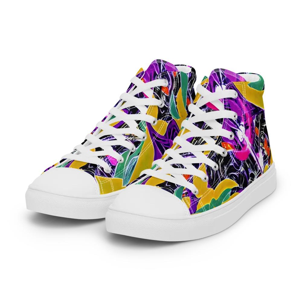 Lacquer Bloom on Women's High Top Canvas Shoes — Left Front