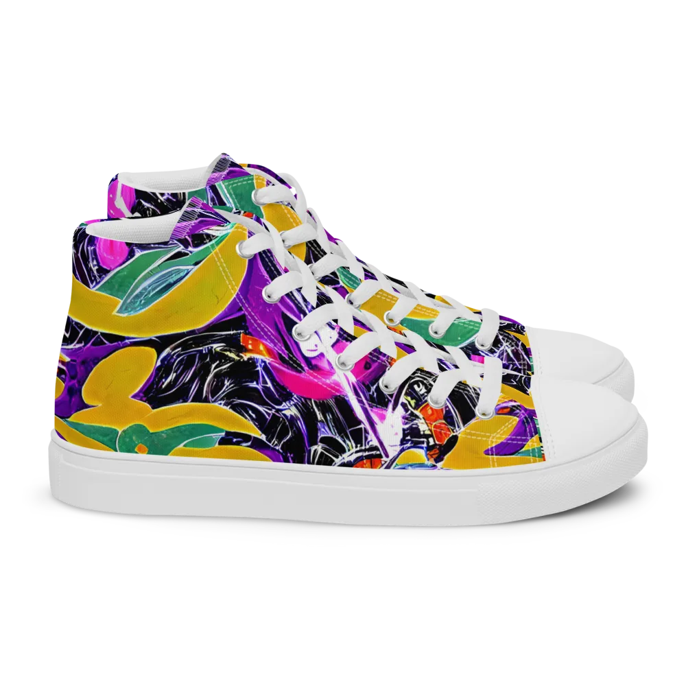 Lacquer Bloom on Women's High Top Canvas Shoes — Right