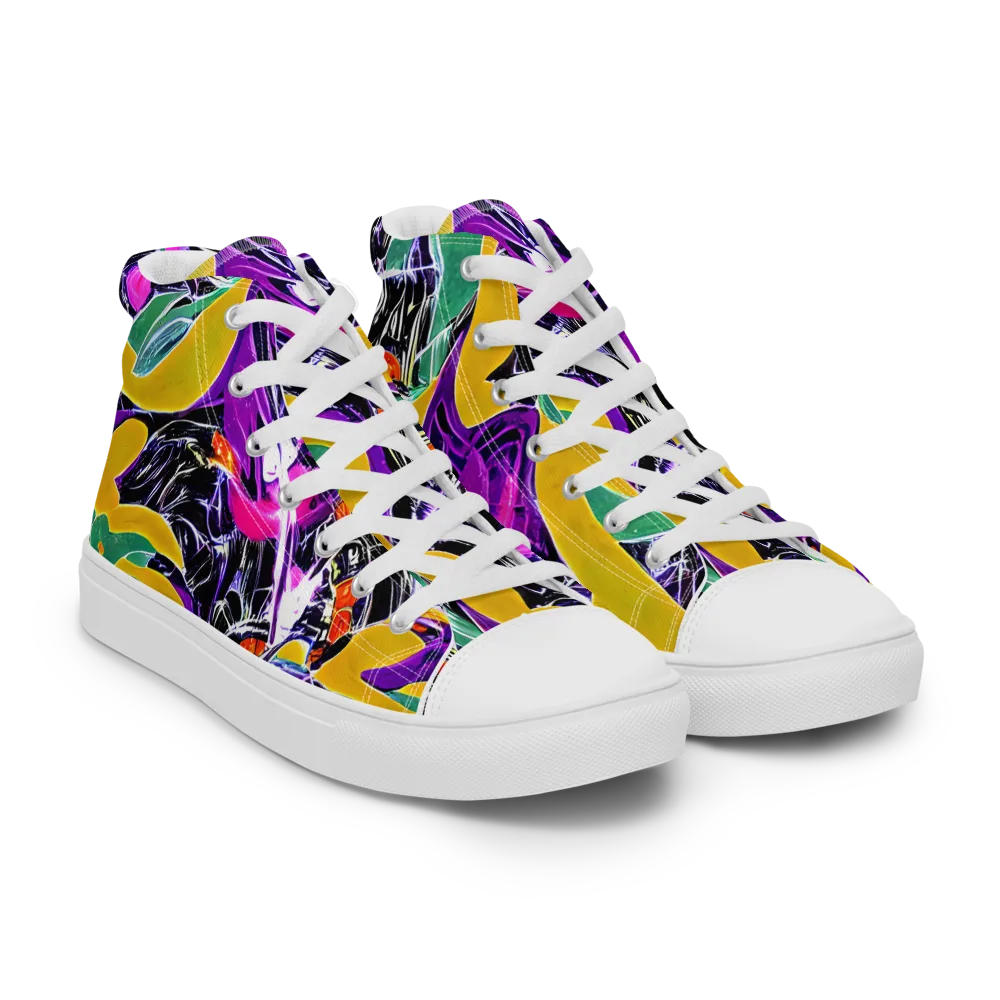 Lacquer Bloom on Women's High Top Canvas Shoes — Right Front