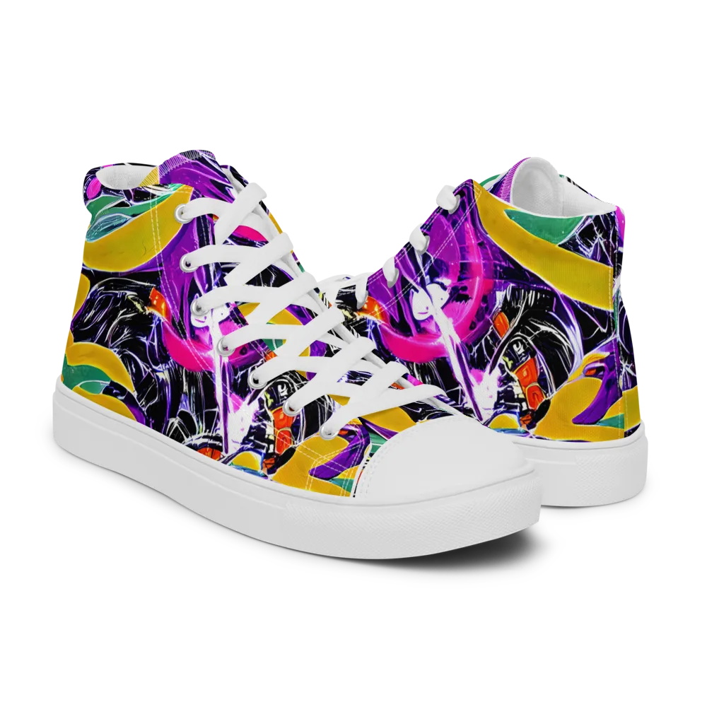 Lacquer Bloom on Women's High Top Canvas Shoes — Right