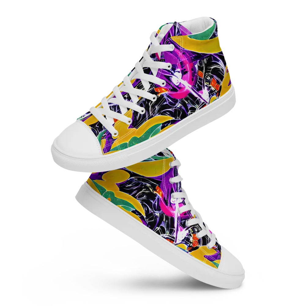 Lacquer Bloom on Women's High Top Canvas Shoes — Front