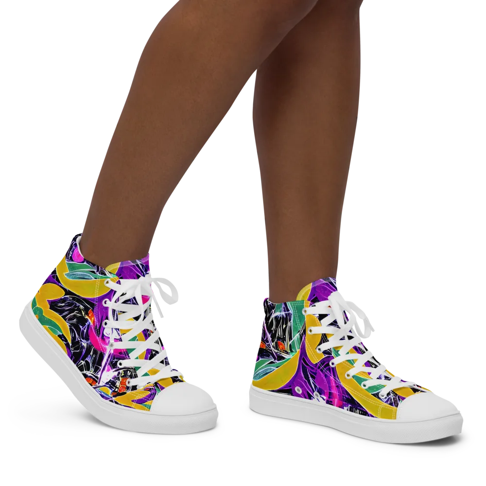 Lacquer Bloom on Women's High Top Canvas Shoes — Right