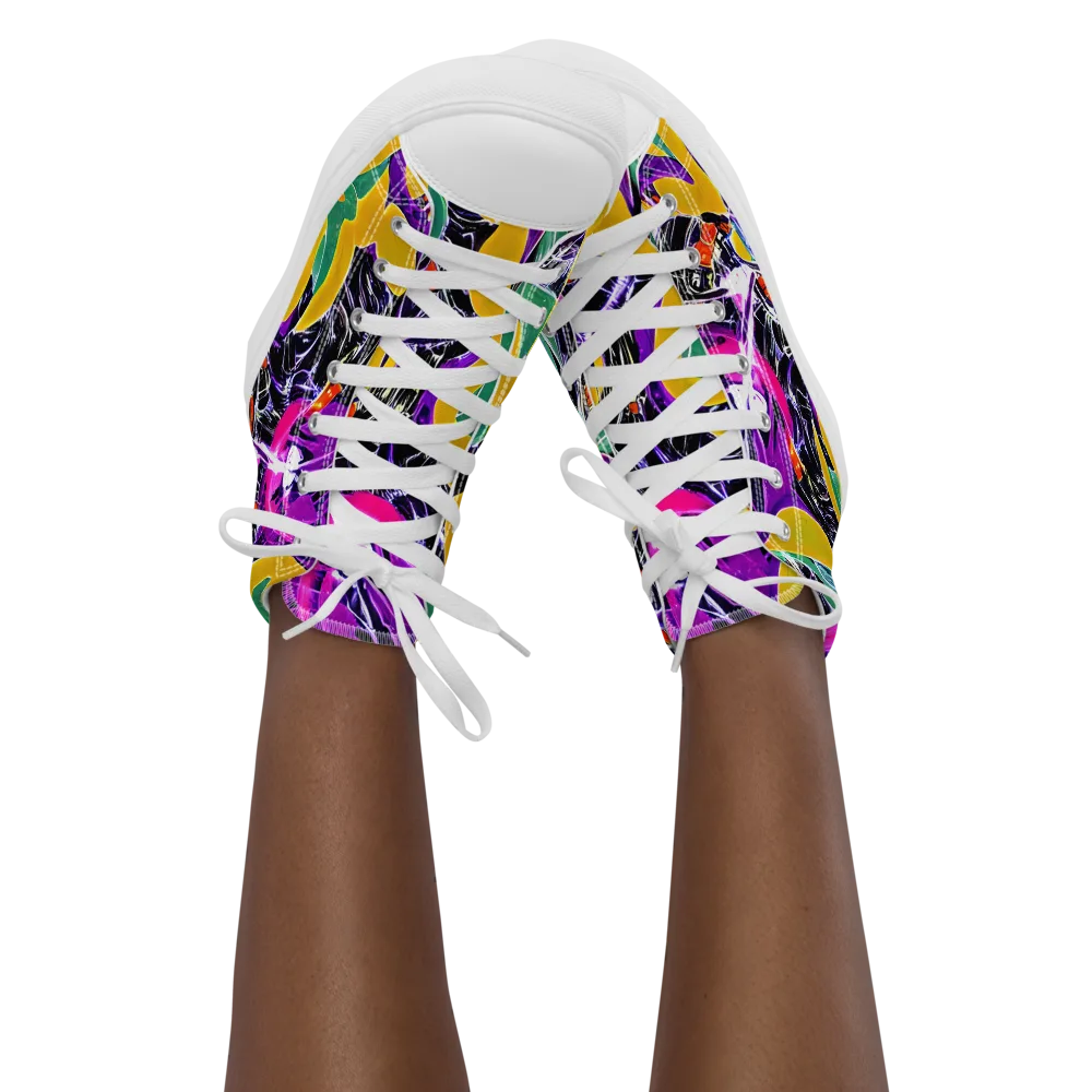 Lacquer Bloom on Women's High Top Canvas Shoes — Front