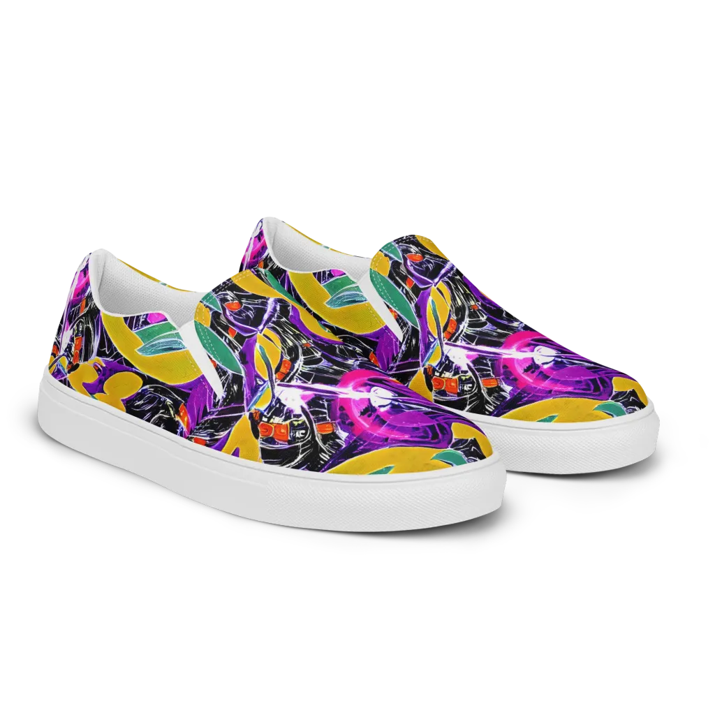 Lacquer Bloom on Men's Slip-On Canvas Shoes — Right Front