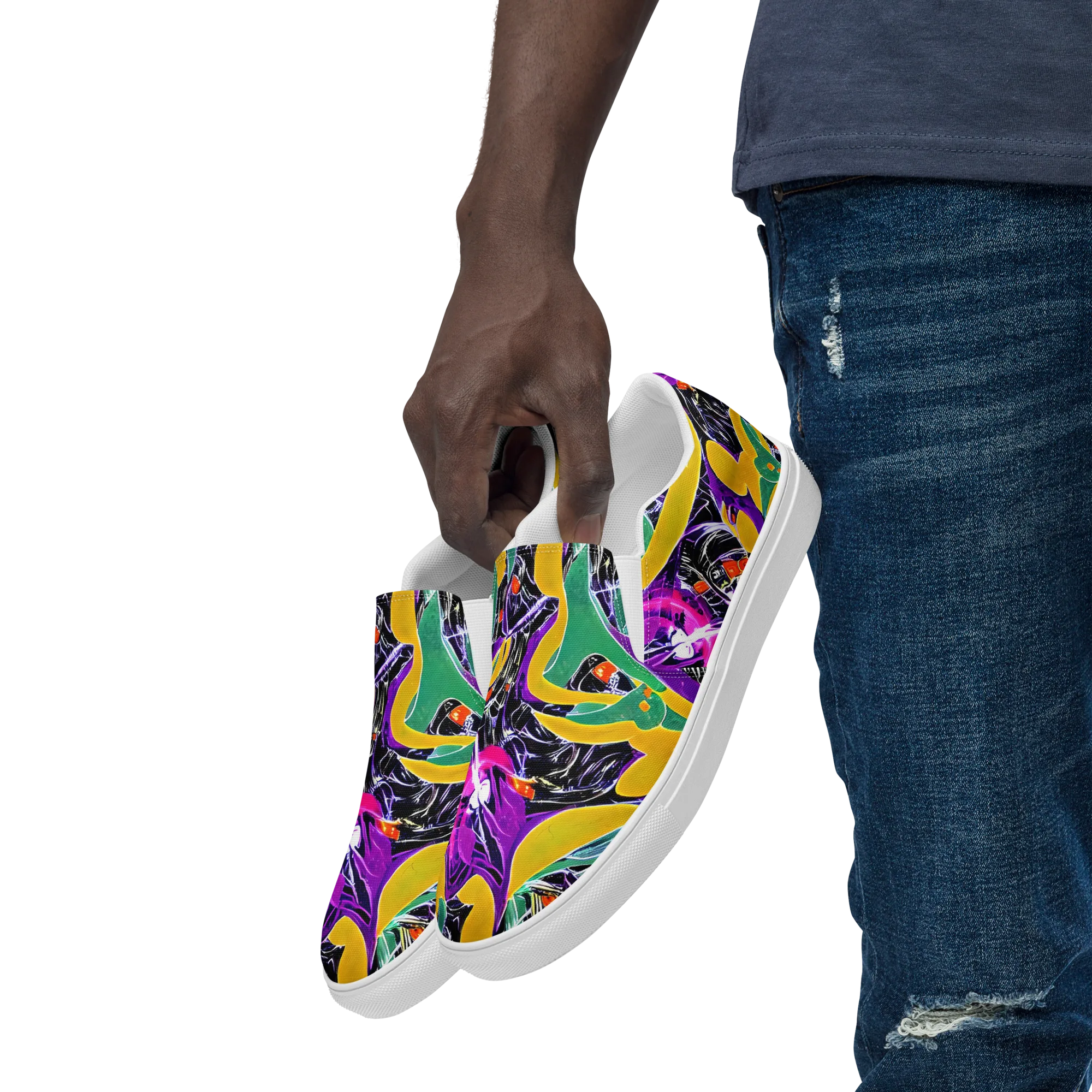 Lacquer Bloom on Men's Slip-On Canvas Shoes — Left Front