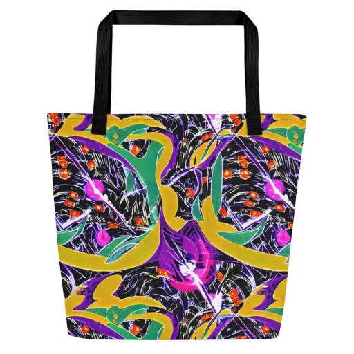 Lacquer Bloom on a Large Tote Bag W/ Pocket