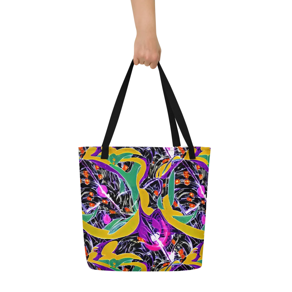 Lacquer Bloom on Large Tote Bag W/ Pocket — Front