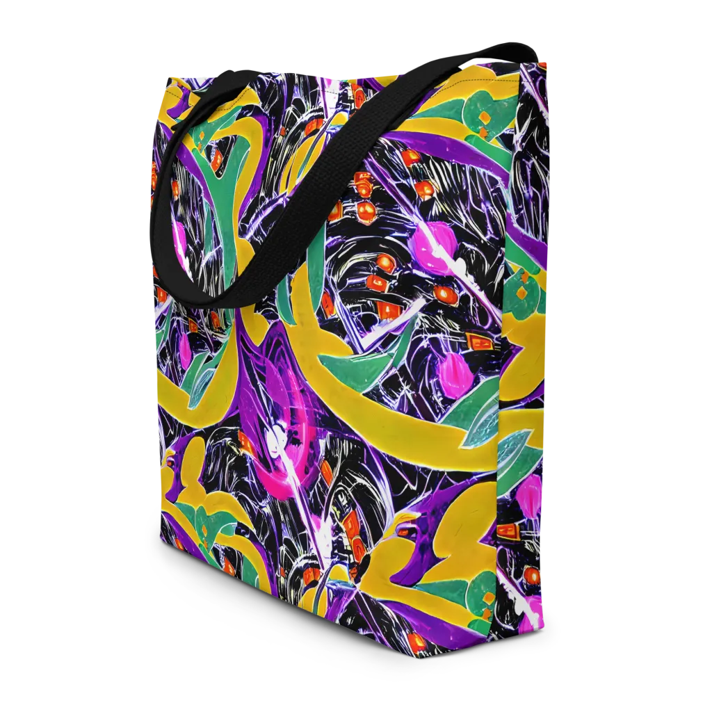 Lacquer Bloom on Large Tote Bag W/ Pocket — Front