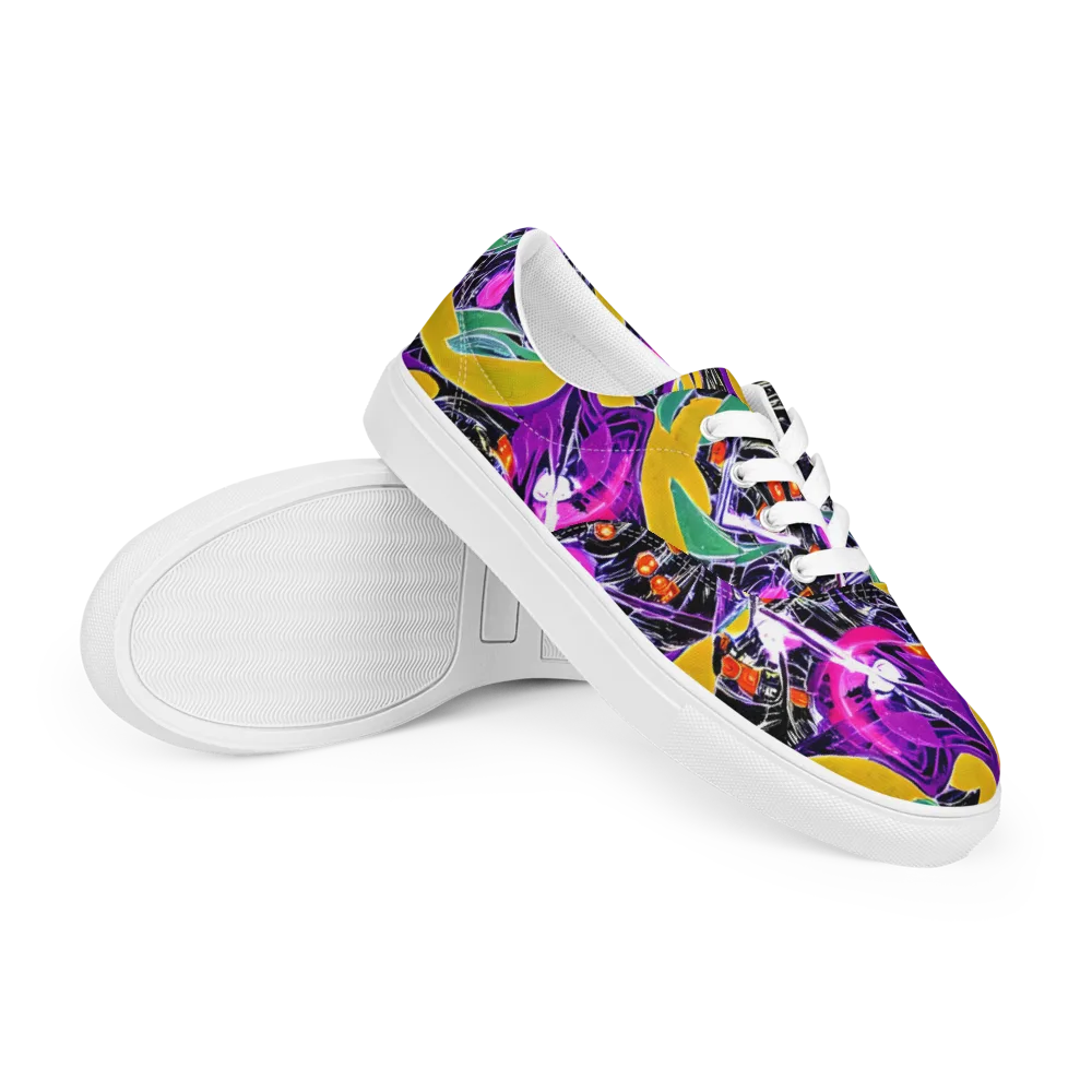 Lacquer Bloom on Men's Lace-Up Canvas Shoes — Right Front