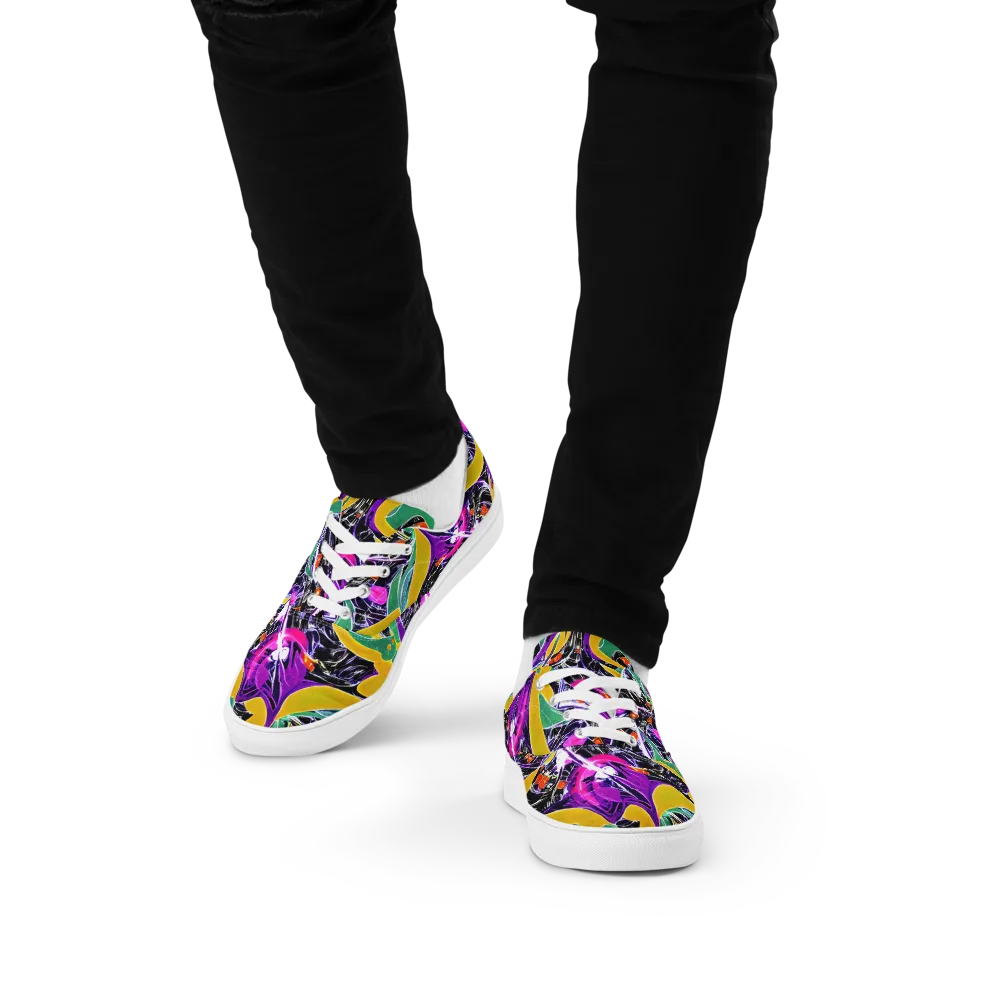 Lacquer Bloom on Men's Lace-Up Canvas Shoes — Front