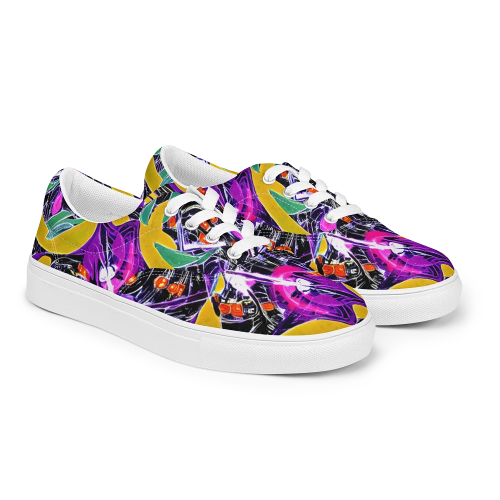 Lacquer Bloom on Men's Lace-Up Canvas Shoes — Right Front