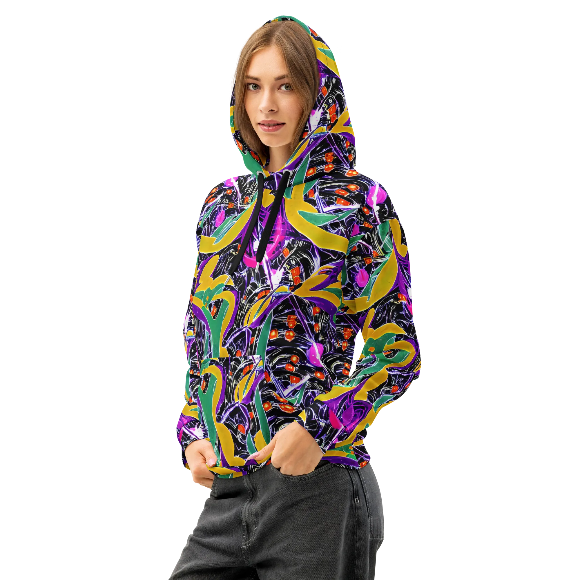 Lacquer Bloom on Cotton Hoodie — Left Front