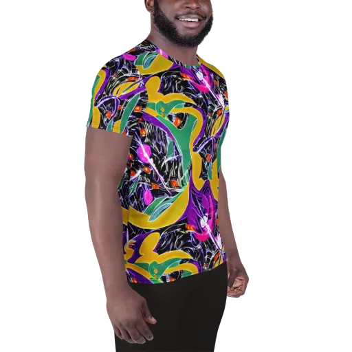 Lacquer Bloom on a Men's Athletic T-Shirt