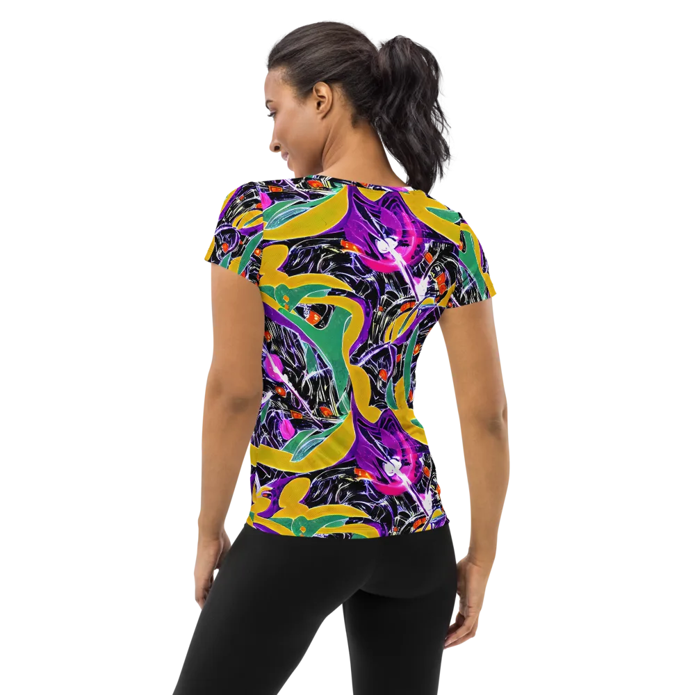 Lacquer Bloom on Women's Athletic T-Shirt — Back