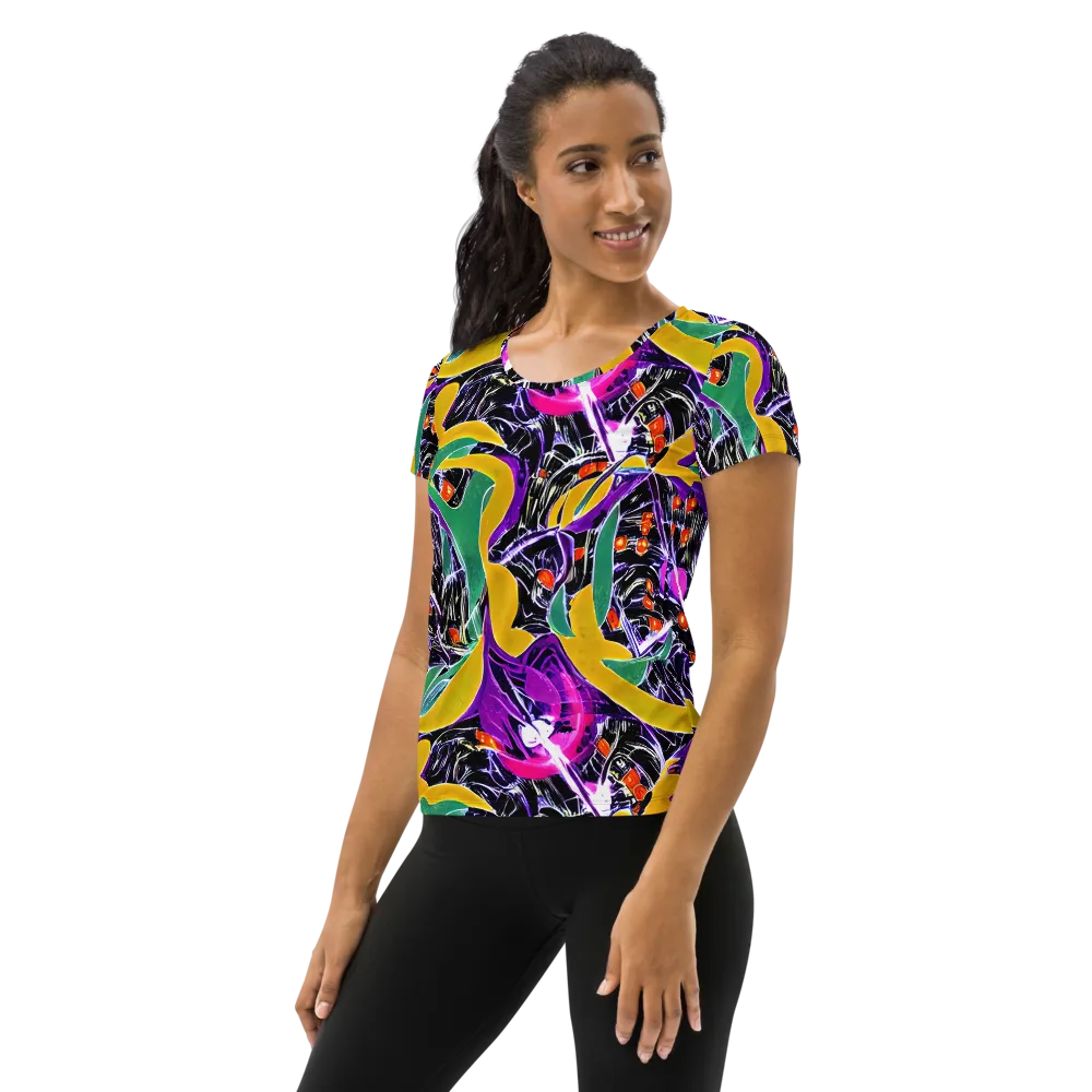 Lacquer Bloom on Women's Athletic T-Shirt — Left