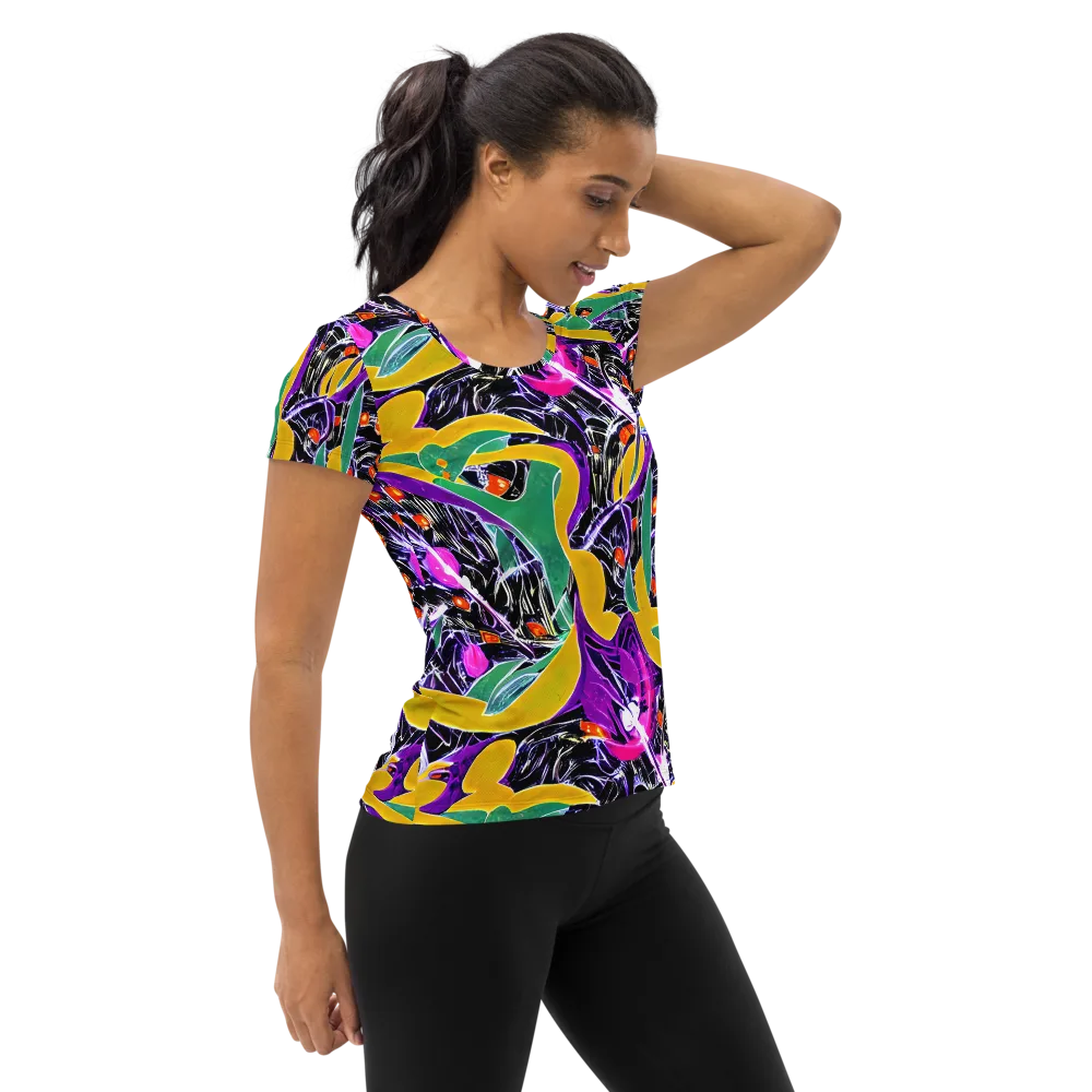 Lacquer Bloom on Women's Athletic T-Shirt — Right
