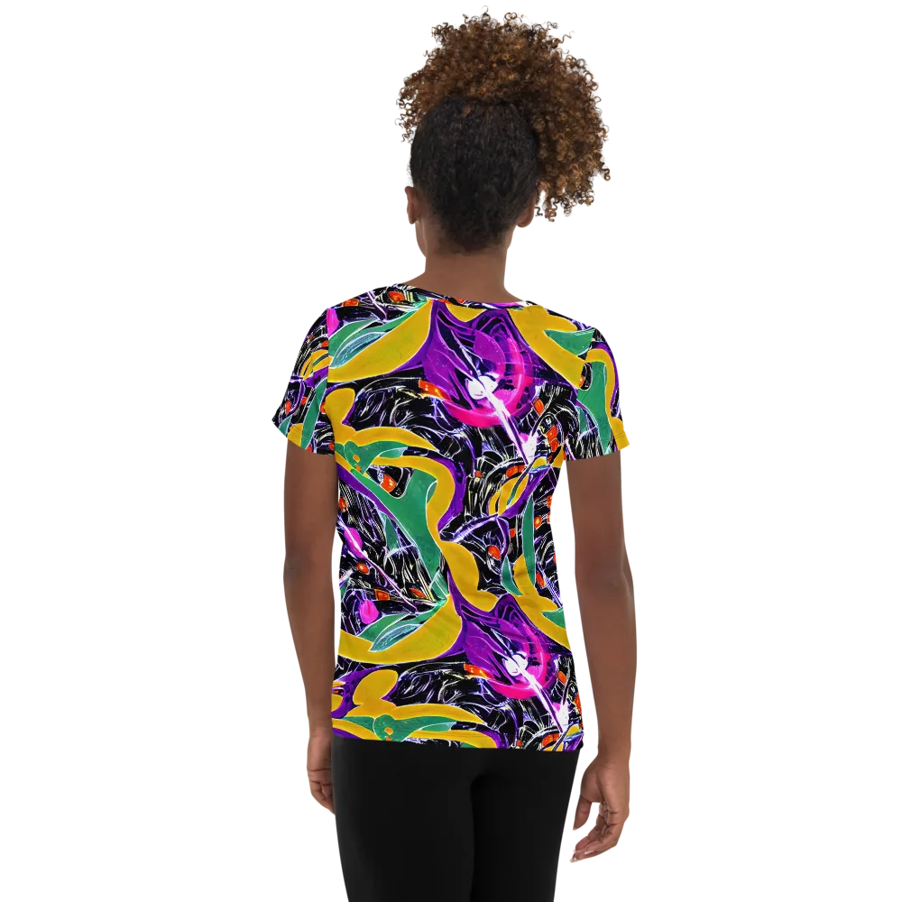Lacquer Bloom on Women's Athletic T-Shirt — Back
