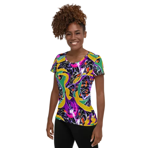 Lacquer Bloom on a Women's Athletic T-Shirt