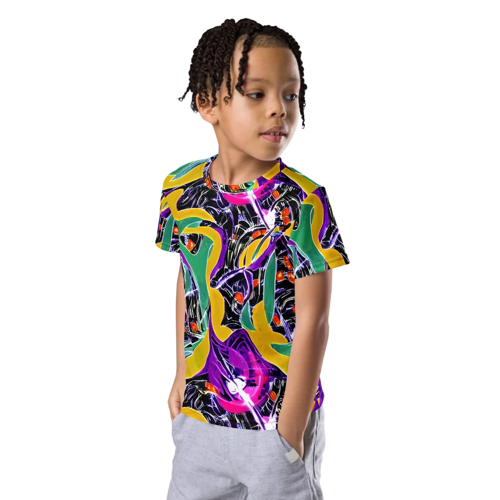 Lacquer Bloom on Kids Crew Neck T-Shirt — Left Front