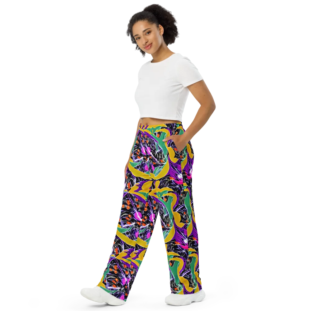 Lacquer Bloom on Wide-Leg Pants — Left Front