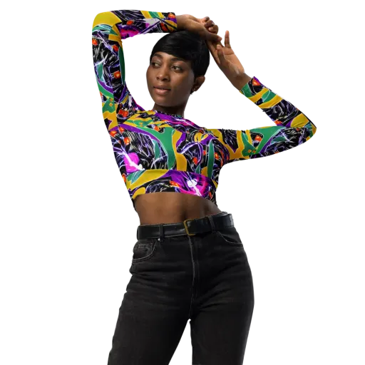 Lacquer Bloom on a Long Sleeve Crop Top