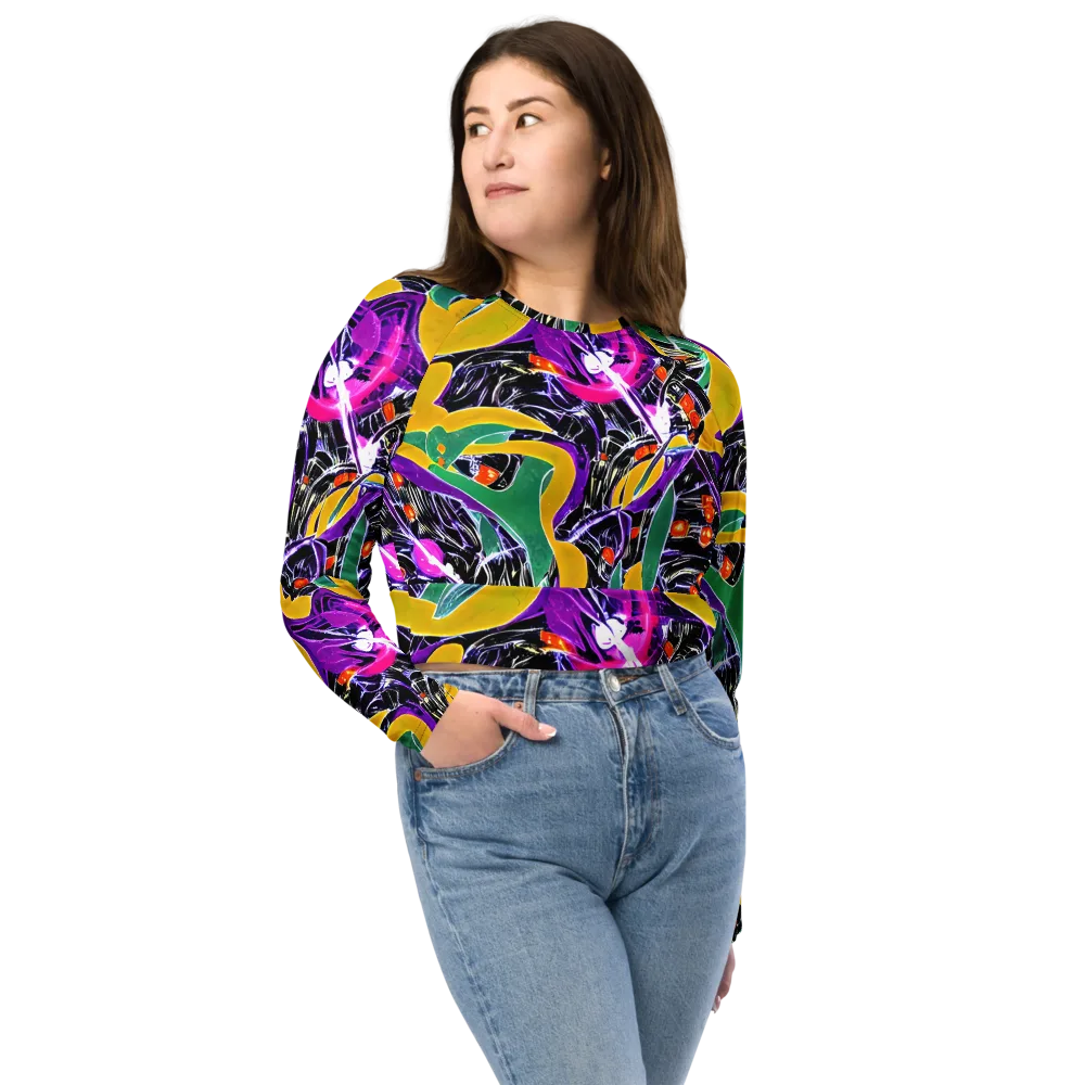 Lacquer Bloom on Long Sleeve Crop Top — Front