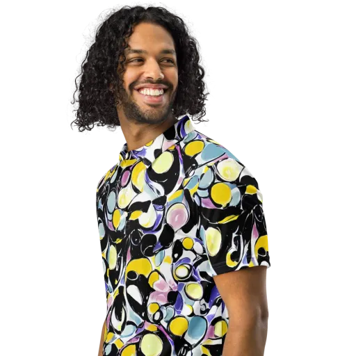 Electric Bubblegum on a Men's Slim Fit Polo Shirt