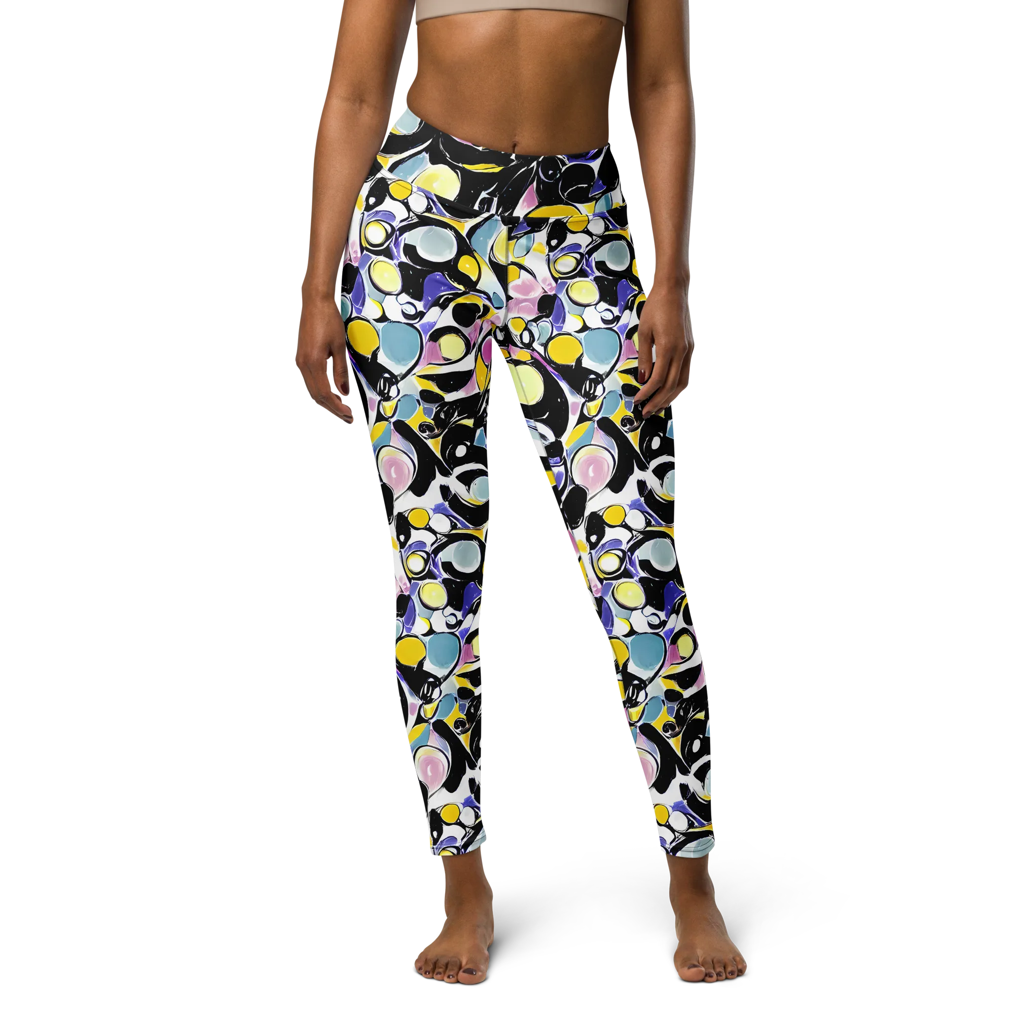 Electric Bubblegum on Yoga Leggings — Front