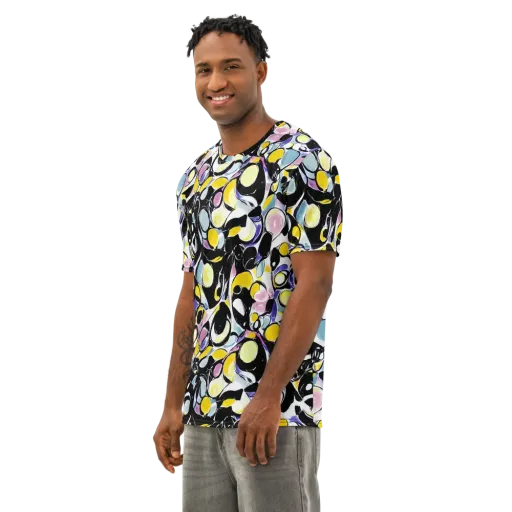 Electric Bubblegum on a Men's Cotton Crew Neck T-Shirt