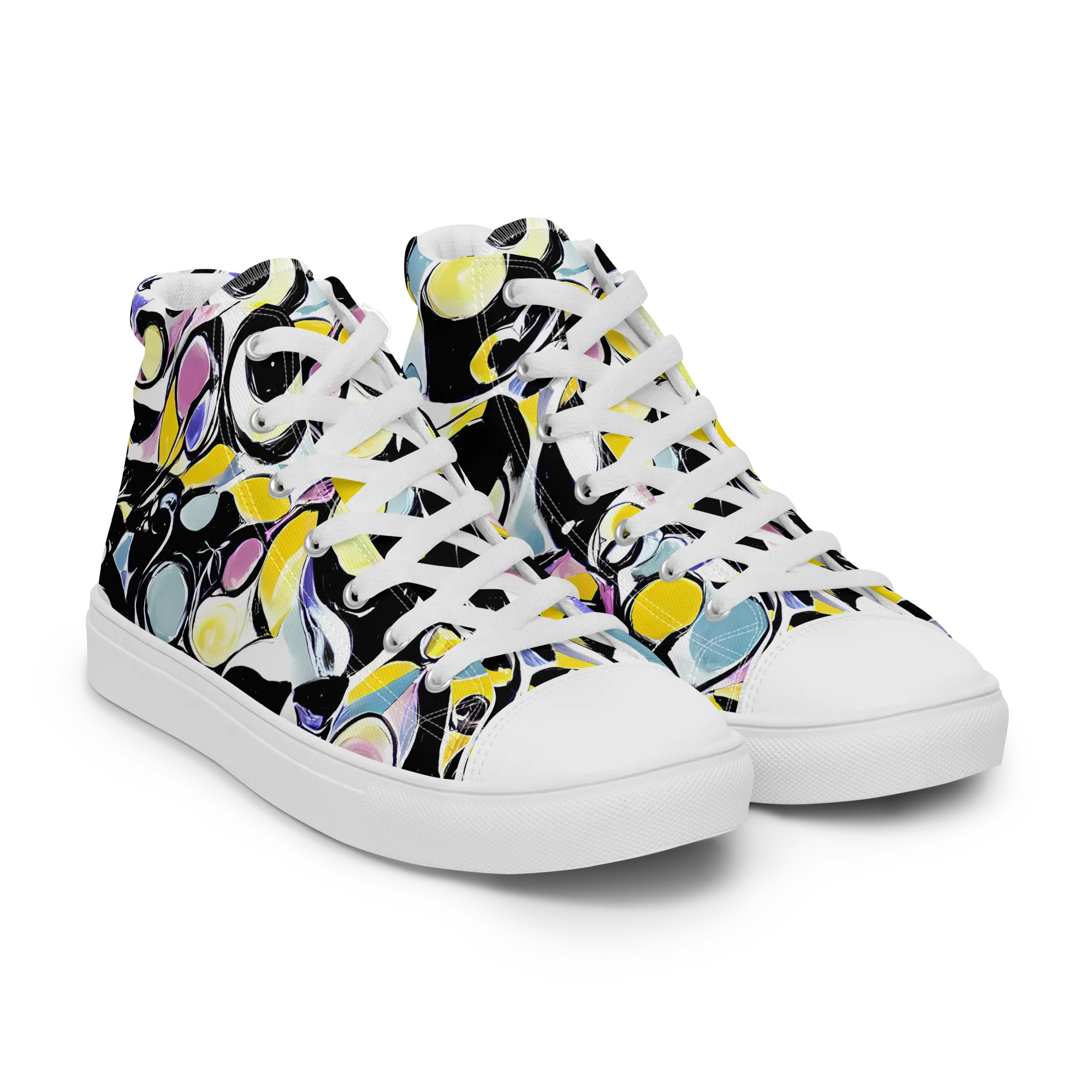 Electric Bubblegum on Men's High Top Canvas Shoes — Right Front