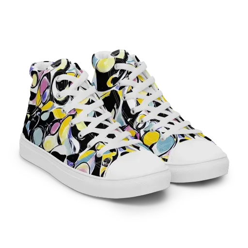 Electric Bubblegum on a Men's High Top Canvas Shoes