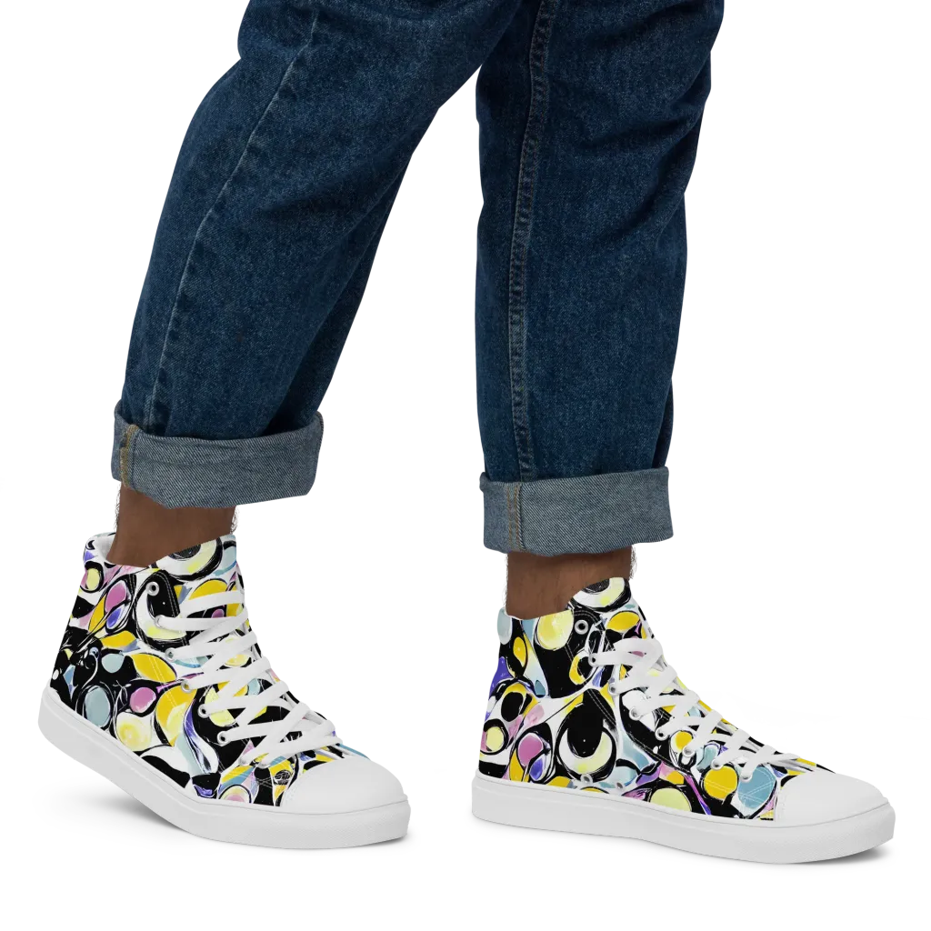 Electric Bubblegum on Men's High Top Canvas Shoes — Right