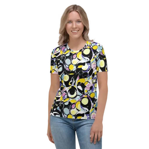 Electric Bubblegum on a Women's Crew Neck T-Shirt