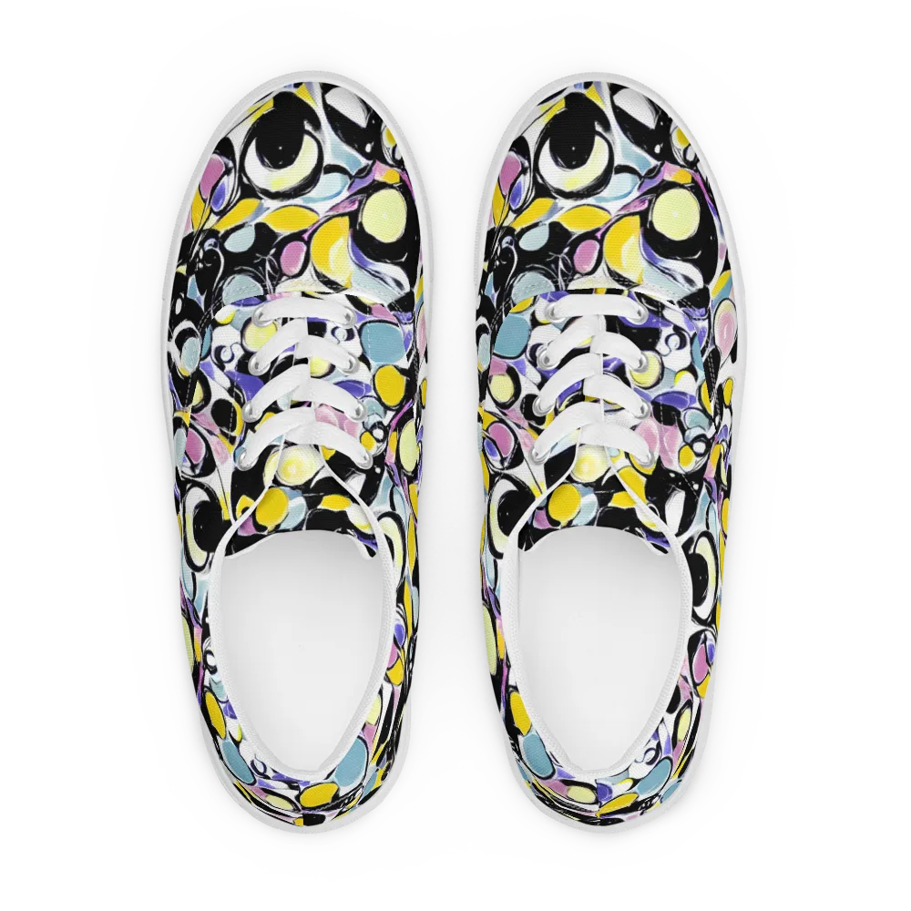 Electric Bubblegum on Men's Lace-Up Canvas Shoes — Front